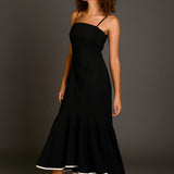 Contrast Binding Flounce Maxi Dress