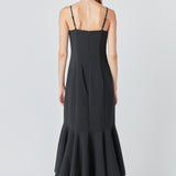 Contrast Binding Flounce Maxi Dress