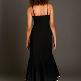 Contrast Binding Flounce Maxi Dress