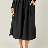 Belted Blouson Midi Skirt