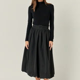 Belted Blouson Midi Skirt