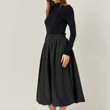 Belted Blouson Midi Skirt