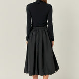 Belted Blouson Midi Skirt