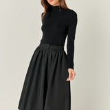 Belted Blouson Midi Skirt