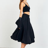 Belted Blouson Midi Skirt