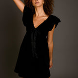Velvet Satin Bow Mini Dress