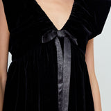Velvet Satin Bow Mini Dress