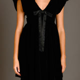 Velvet Satin Bow Mini Dress