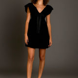 Velvet Satin Bow Mini Dress