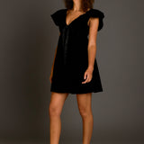 Velvet Satin Bow Mini Dress