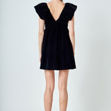 Velvet Satin Bow Mini Dress
