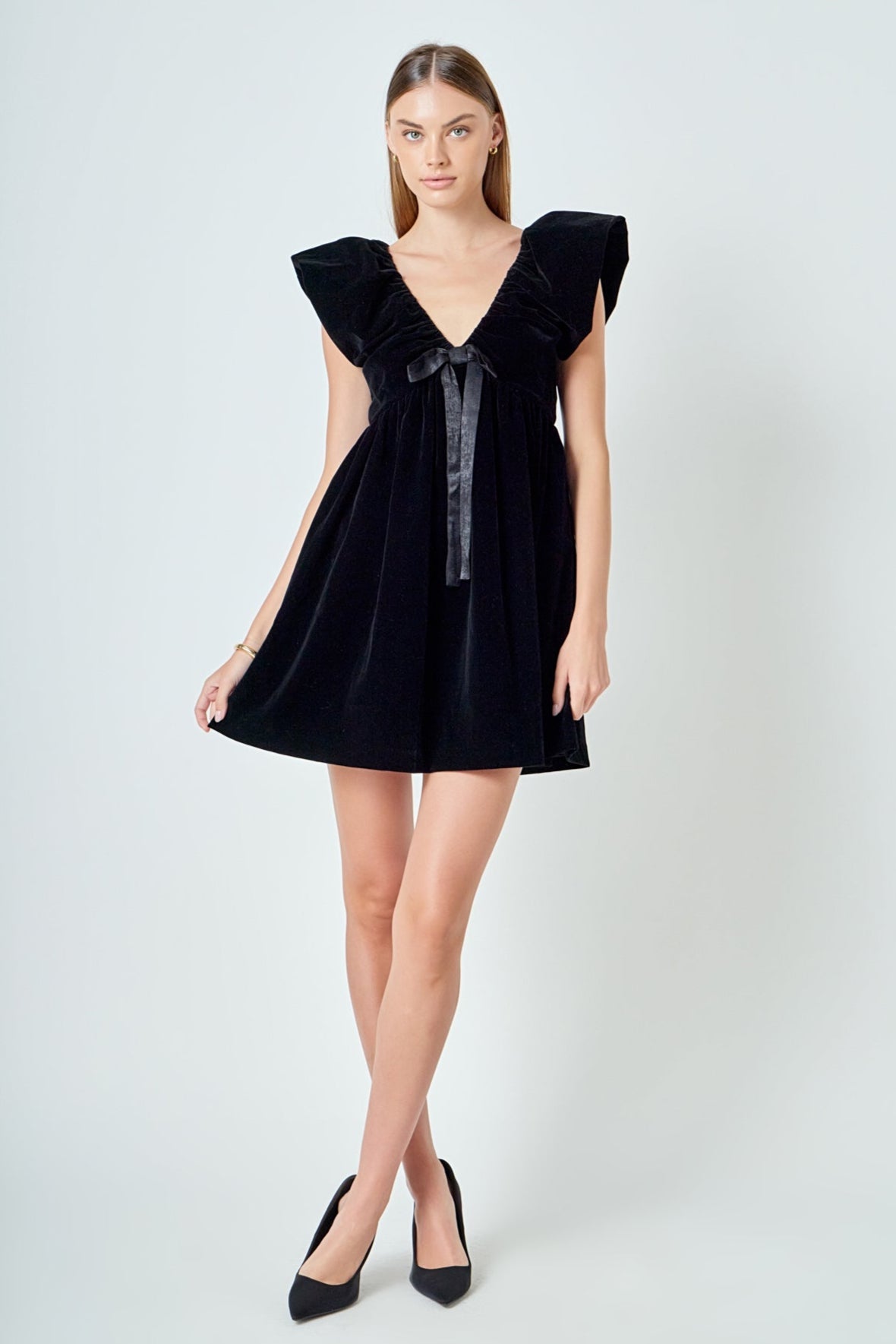 Velvet Satin Bow Mini Dress | Elegant Party Dress Endless Rose Velvet Satin Bow Mini Dress | Elegant Party Dress Endless Rose