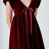 Velvet Satin Bow Mini Dress