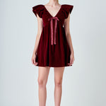 endless rose women's velvet satin bow mini dress Velvet Satin Bow Mini Dress Endless Rose