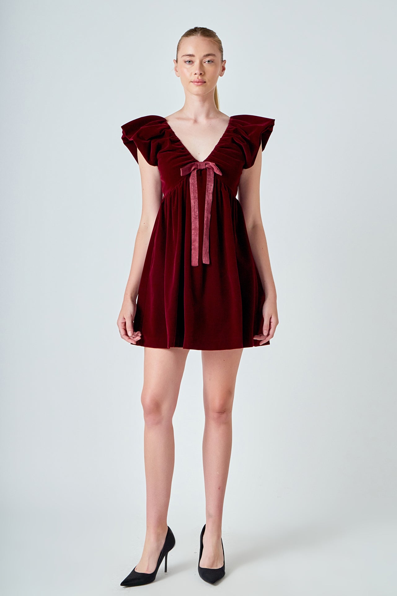 Endless Rose Velvet Satin Bow Mini Dress | Black | Size XL