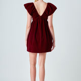 Velvet Satin Bow Mini Dress