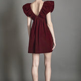 Velvet Satin Bow Mini Dress