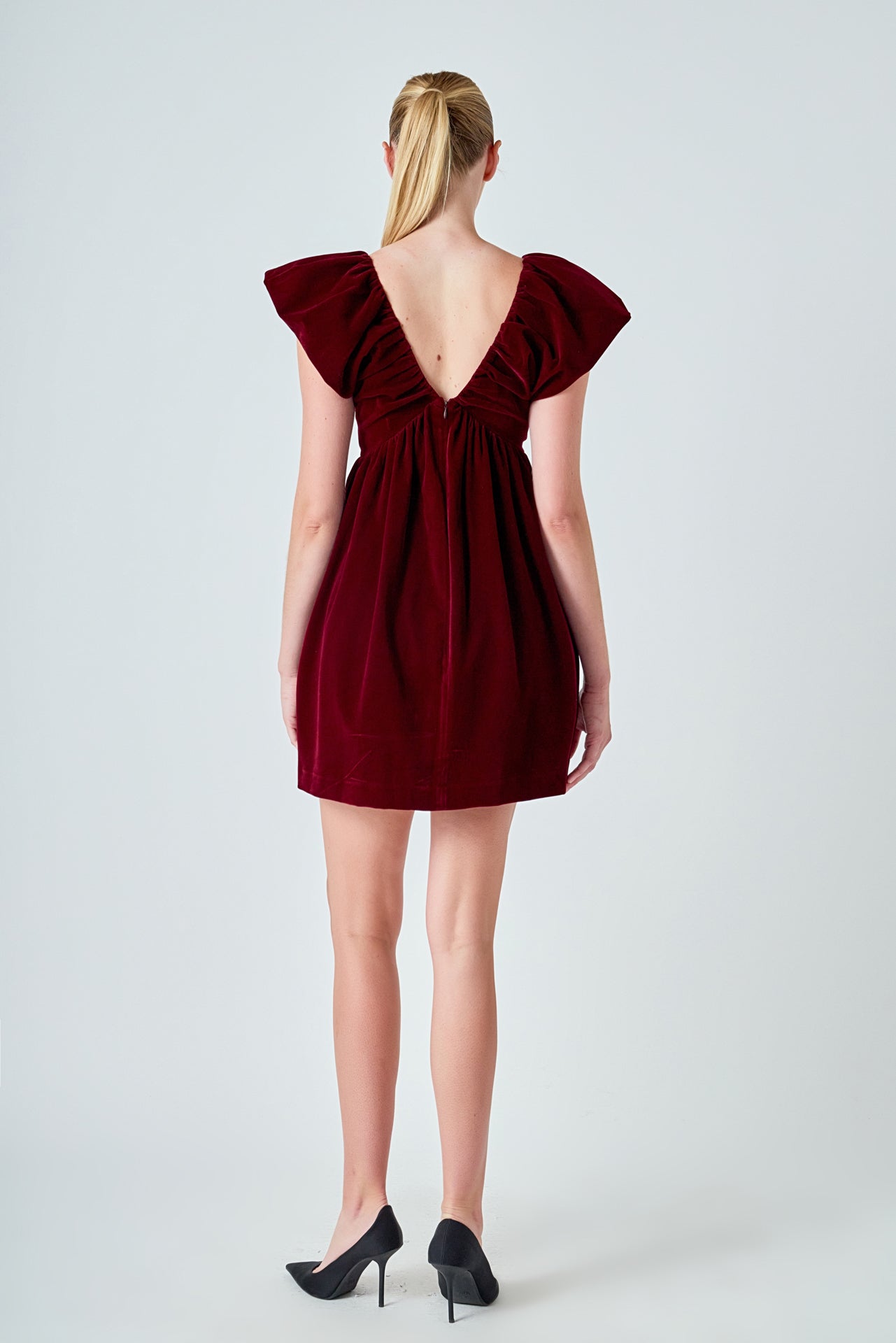 Velvet Satin Bow Mini Dress Velvet Satin Bow Mini Dress