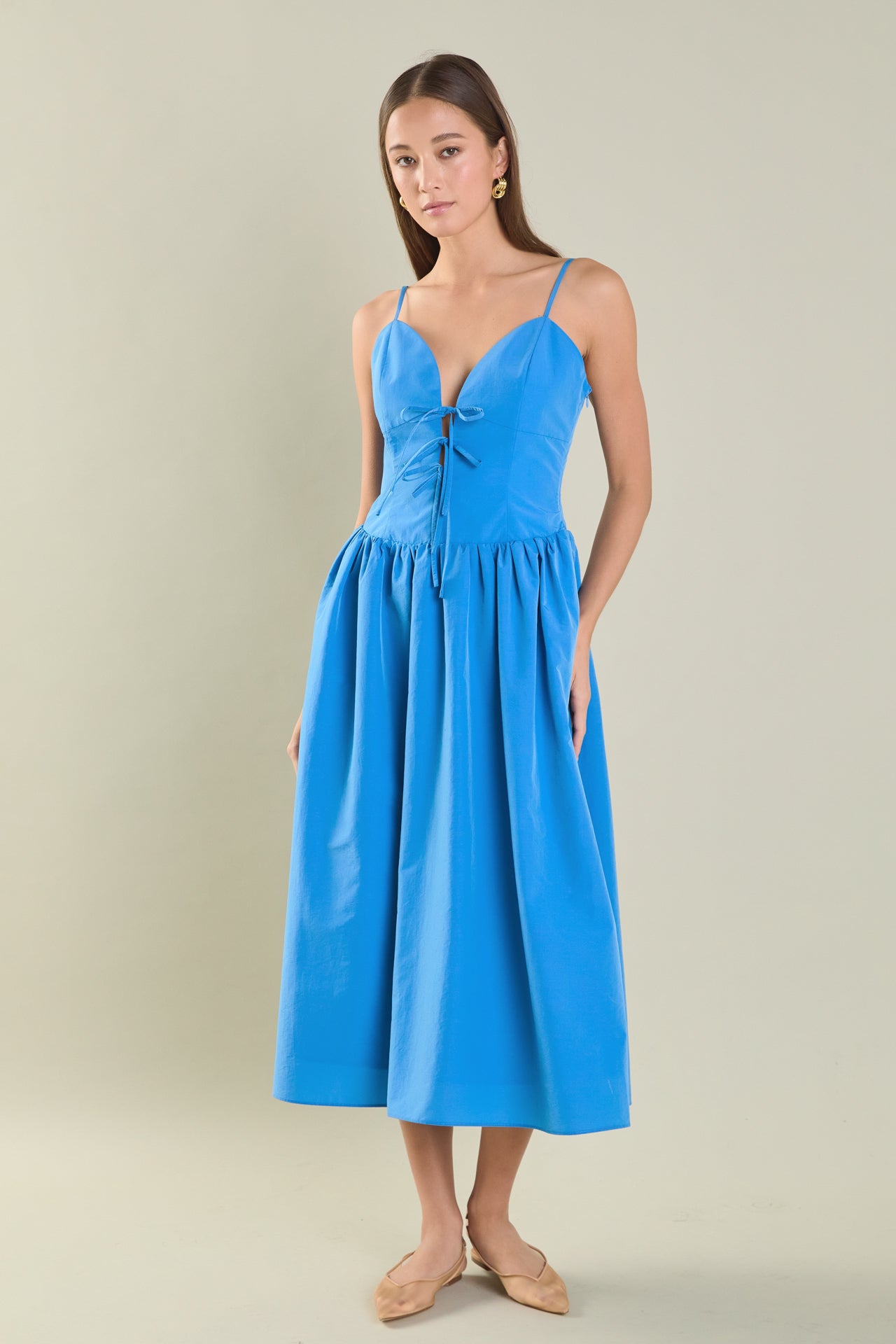 Drop Waist Peplum Midi Dress Endless Rose Drop Waist Peplum Midi Dress Endless Rose