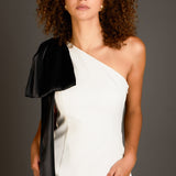 One Shoulder Bow Tie Mini Dress