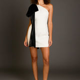 One Shoulder Bow Tie Mini Dress