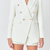 Gold Buttoned Tweed Blazer