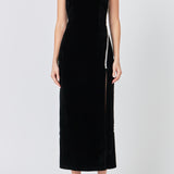 Jewel Trim Maxi Velvet Dress