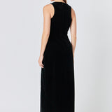 Jewel Trim Maxi Velvet Dress