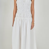 Amara Smocked Taffeta Maxi Dress