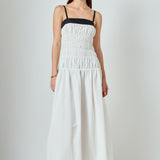 Amara Smocked Taffeta Maxi Dress