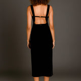 Buttoned Velvet Midi Dress
