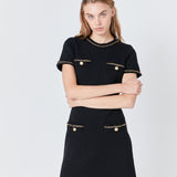 Chain Trimmed Short Sleeve Sweater Dress