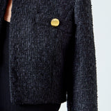 Cropped Buttoned Tweed Jacket