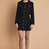 Cropped Buttoned Tweed Jacket