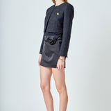 Cropped Buttoned Tweed Jacket