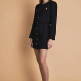 Cropped Buttoned Tweed Jacket