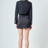 Cropped Buttoned Tweed Jacket