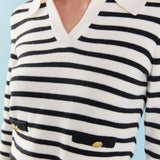 Striped Knit collared Sweater