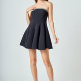 Jewel Trim Flounced Mini Dress