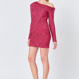 One Shoulder Sequins Dress