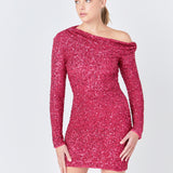 One Shoulder Sequins Dress