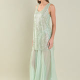 Sequins Overlay Chiffon Maxi Dress