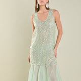 Sequins Overlay Chiffon Maxi Dress