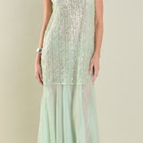 Sequins Overlay Chiffon Maxi Dress