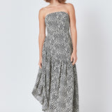 Strapless Asymmetrical Maxi Dress