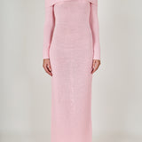 Off Shoulder Long Sleeve Midi Dress