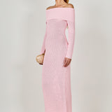 Off Shoulder Long Sleeve Midi Dress