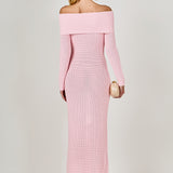 Off Shoulder Long Sleeve Midi Dress