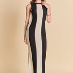 Endless Rose - Vertical Stripe Fitted Maxi Dress BLACK/WHITE / XS Endless Rose - Vertical Stripe Fitted Maxi Dress BLACK/WHITE / XS