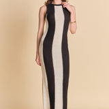 Vertical Stripe Fitted Maxi Dress